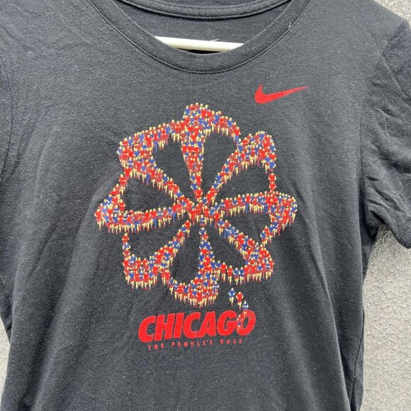Nike Chicago Marathon Shirt Womens Medium Black Dri Fit 2017 Running Tee - Picture 6 of 12